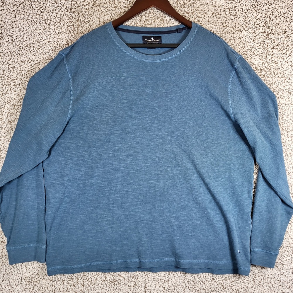 Tailor Vintage Mens XXL Long Sleeve Crew Neck Pullover Base Layer Blue Casual‎